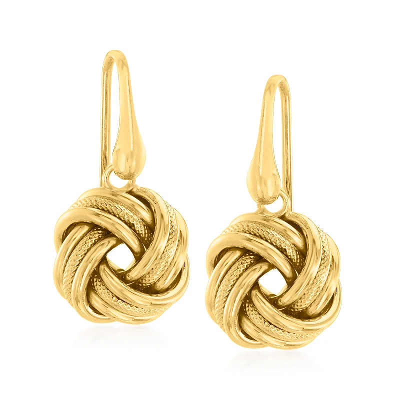 Lead Free Drop Earrings for Health -Ross-Simons 18kt Gold Over Sterling Love Knot Drop Earrings