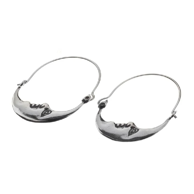 Drop Earrings for Shopping Trip -Sterling Silver 'Moon at Rest' Earrings - 1.1*1