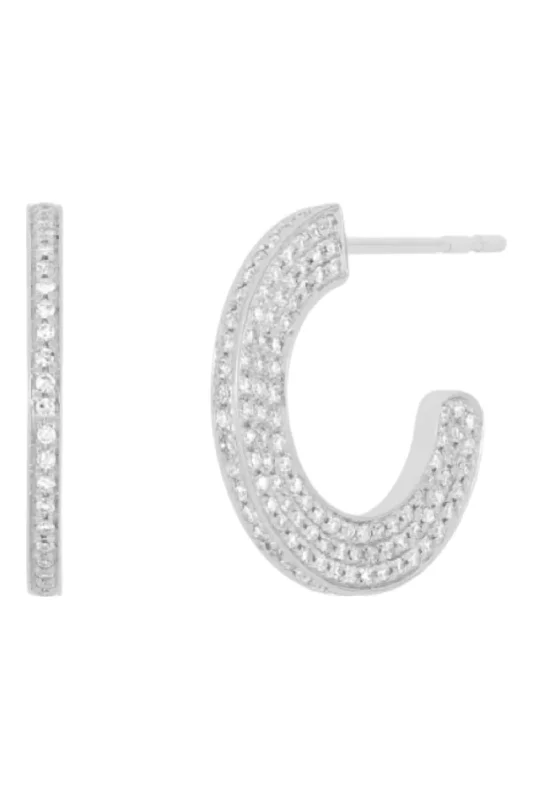 Drop Earrings with Abstract Designs -Diamond Harper Hoop Earrings In White Gold