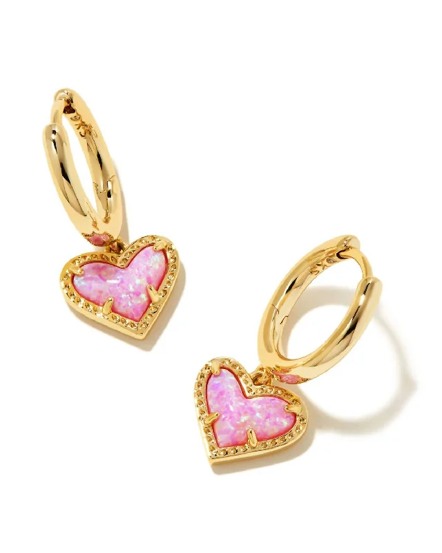 Oval Drop Earrings for Grace -Ari Heart Huggie Earrings In Gold