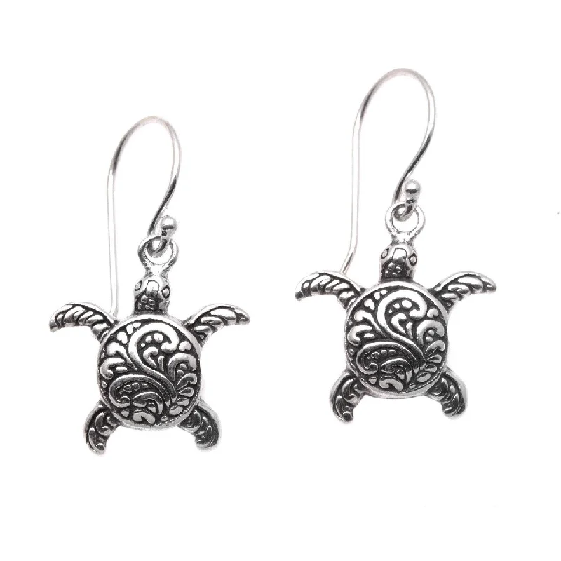 Pearl Drop Earrings for Elegance -NOVICA Baby Turtles, Sterling silver dangle earrings - 1.2*0.6