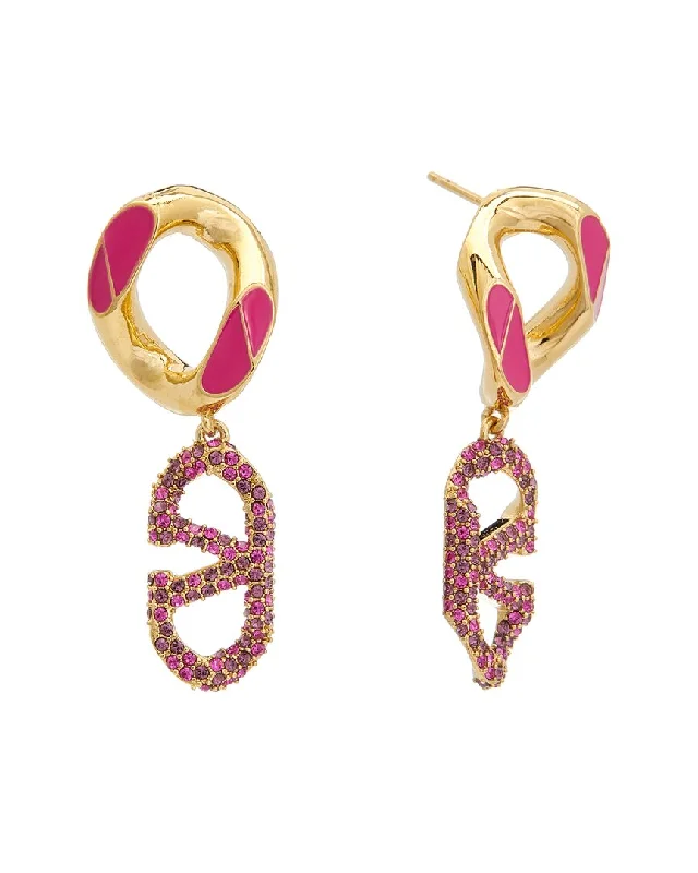 Clip On Drop Earrings for Non Pierced -Valentino VLogo Earrings