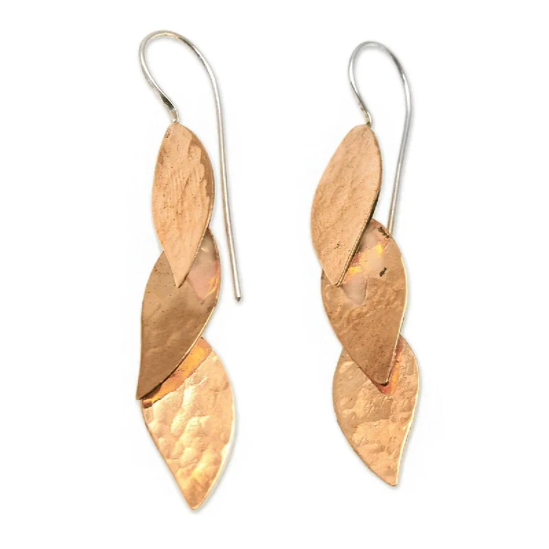 Drop Earrings for Bridesmaids Look -NOVICA Modern Glisten, Copper dangle earrings - 2" L x 0.3" W x 0.1" D