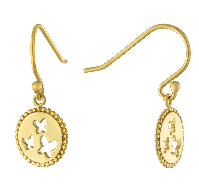 Detachable Drop Earrings with Charms -Gold Butterfly Disk Earrings