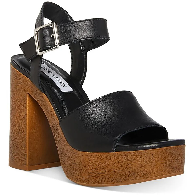 Fashionable sandals for women with animal print and chic buckle accents-Steve Madden Womens Kye Platform Block Heels