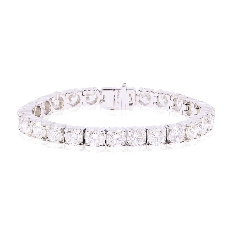 Bracelets with fluorite stones for rainbow hues -PLATINUM DIAMOND TENNIS BRACELET - 27.18CTW