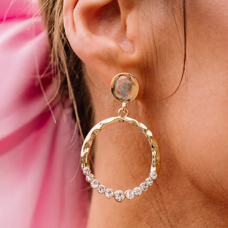 Drop Earrings with Abstract Designs -Over the Top Hanging Circle Diamond Embedded Earrings