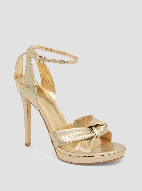 Stylish sandals for women with unique buckle details and flat design-Gold Tisa High Heels