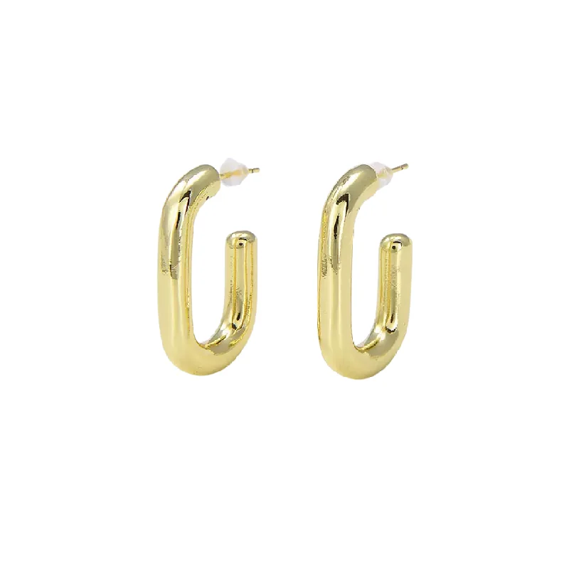 Lightweight Drop Earrings for All Day -Classic Chunky Oval Hoop Earrings