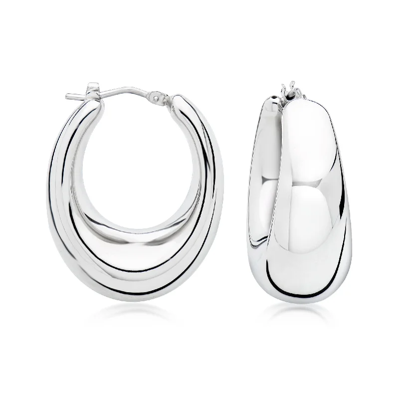 Drop Earrings for Wedding Ceremony -Ross-Simons Italian Sterling Silver Graduated Hoop Earrings