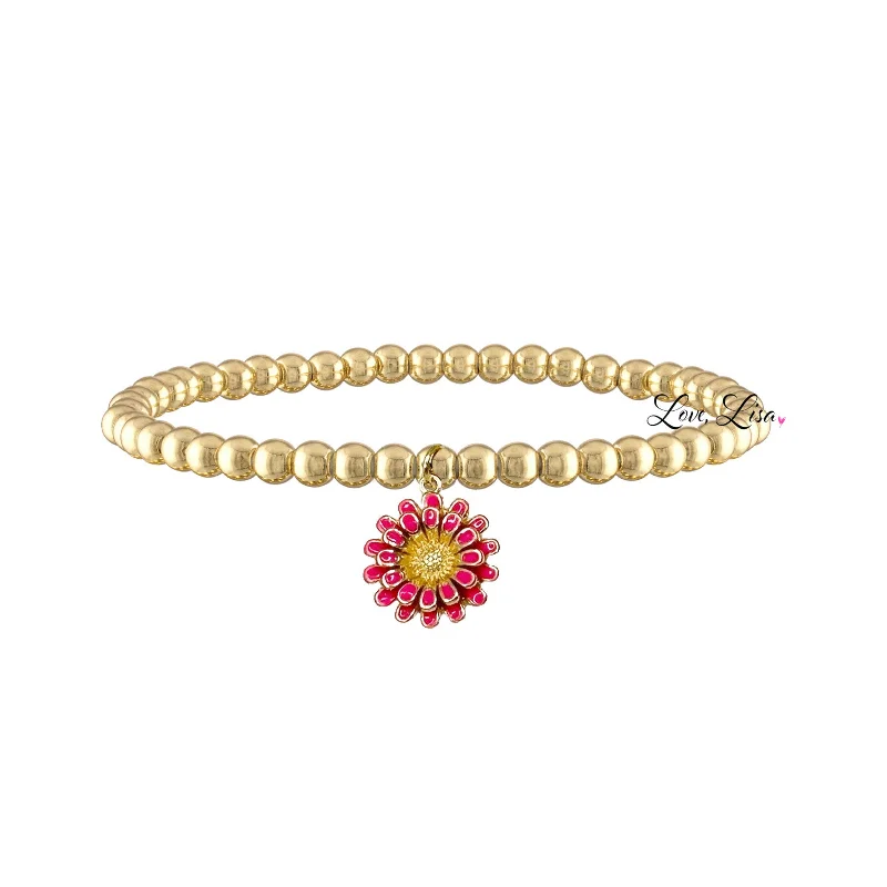 Bangles with raw citrine for sunny charm -Blossoming Flower Bracelet