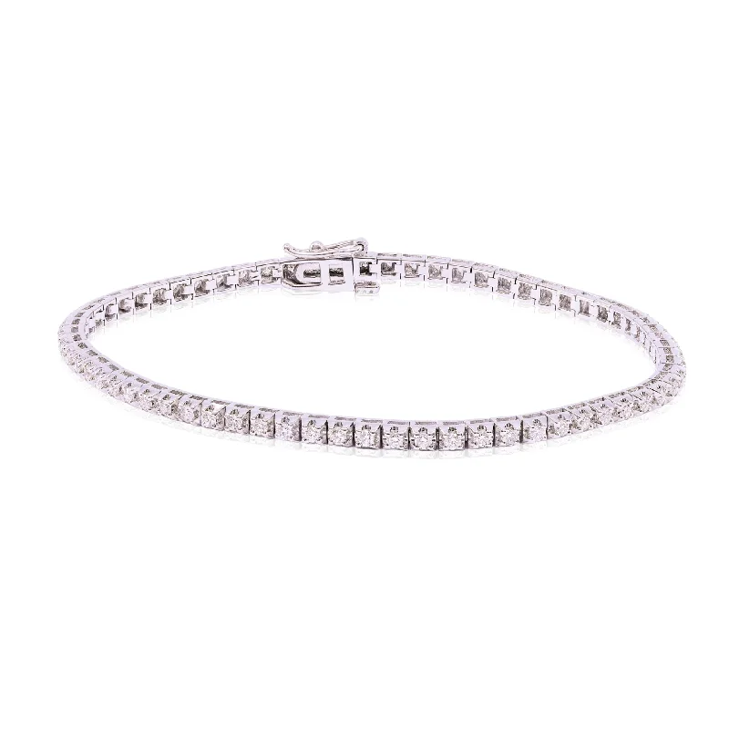 Bangles with sleek opal for iridescent charm -14K WHITE GOLD DIAMOND TENNIS BRACELET - 1.24CTW