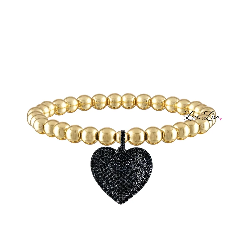 Bangles with sleek matte finish for subtlety -Lila's Gorgeous CZ Heart Charm Bracelet