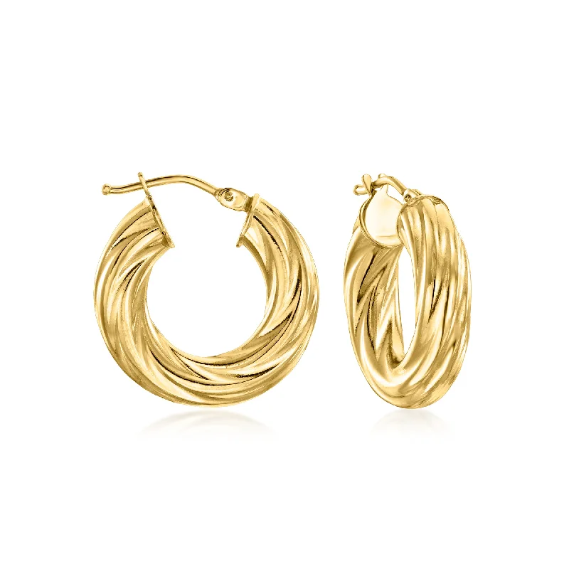 Gemstone Drop Earrings for Color -Ross-Simons Italian 18kt Yellow Gold Twisted Hoop Earrings