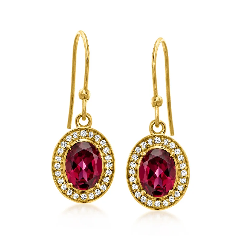 Drop Earrings for Graduation Day -Ross-Simons Rhodolite Garnet Drop Earrings With . White Topaz in 18kt Gold Over Sterling