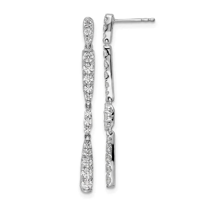 Bohemian Drop Earrings with Tassels -14K White Gold 1 ct Lab Grown Diamond Dangle Earrings VS Clarity, G-H Color