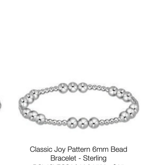 Bangles with gothic-inspired engravings for drama -classic joy pattern 6mm bead bracelet - sterling by enewton