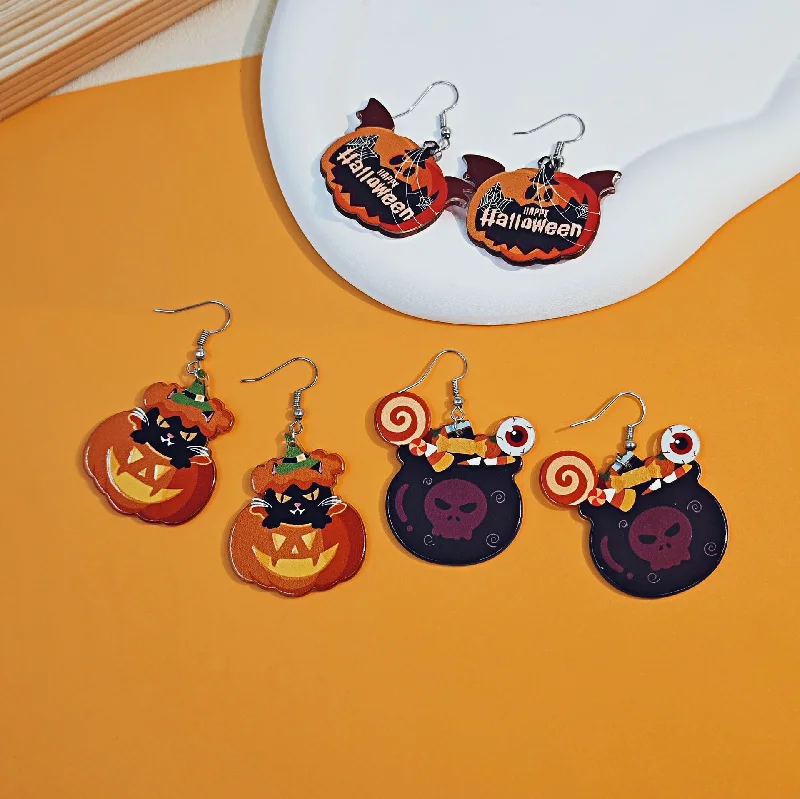 Punk Drop Earrings with Spikes -Wholesale Halloween Funny Trend Ghost Pumpkin Acrylic Earrings