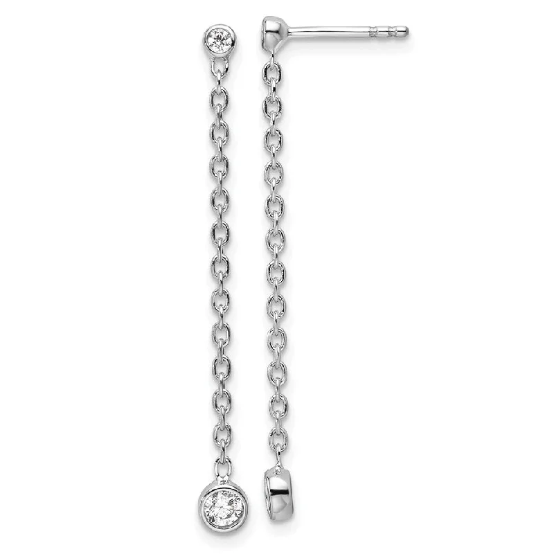 Floral Drop Earrings with Petals -14K White Gold 0.27 ct Lab Grown Diamond Dangle Earrings VS Clarity, G-H Color