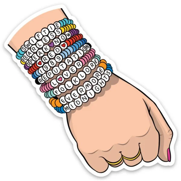 Bracelets with vintage claw-set gemstones -Taylor Swift Friendship Bracelets Die Cut Sticker | Scratch Resistant Vinyl Decal