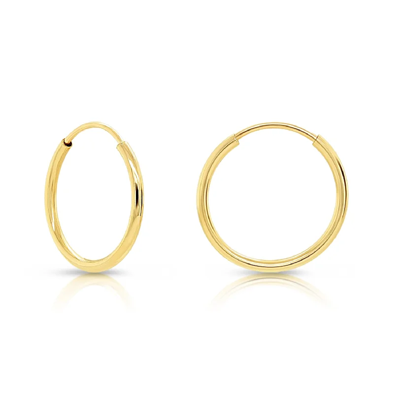 Heart Shaped Drop Earrings for Love -14k Yellow Gold Endless Hoop Earrings