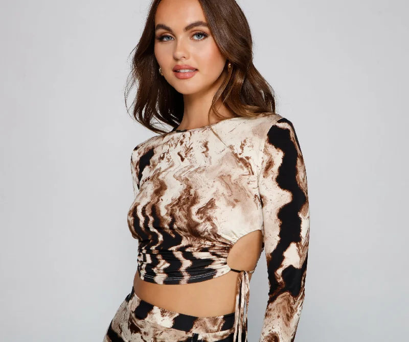 Cut-out crop top for women with trendy details and stylish edge-Trendy Behavior Cutout Crop Top