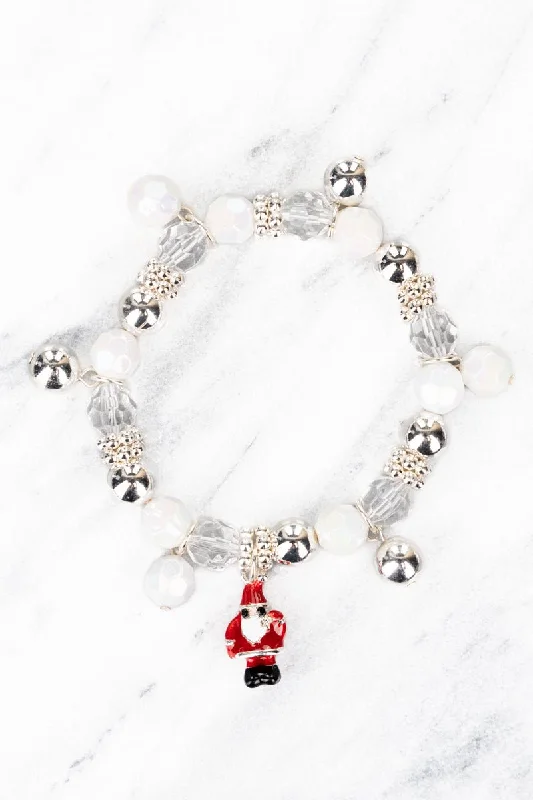 Bracelets with floral motifs for romantic touch -You're My Soul Santa Silvertone Charm Beaded Bracelet