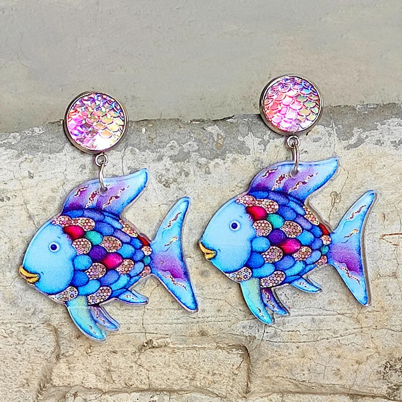 Crystal and Pearl Drop Earrings for Glamour -Wholesale 2pcs Manta Ray Scale Marine Animal Acrylic Earrings