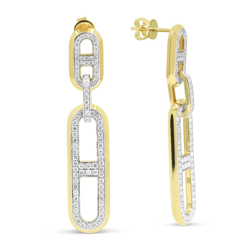 Drop Earrings for Party Look -1.21Ct White Diamond Drop/dangle Earrings In 14K White And Yellow Gold