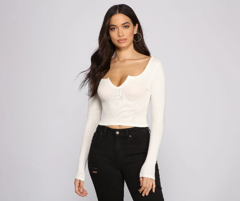 High-waisted crop top for women with flattering cut and trendy look-Must-Have Ribbed Knit Crop Top