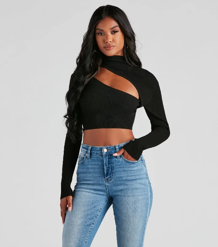 Sexy halter crop top for women with open back and summer vibes-Bold Beauty Ribbed Cutout Crop Top