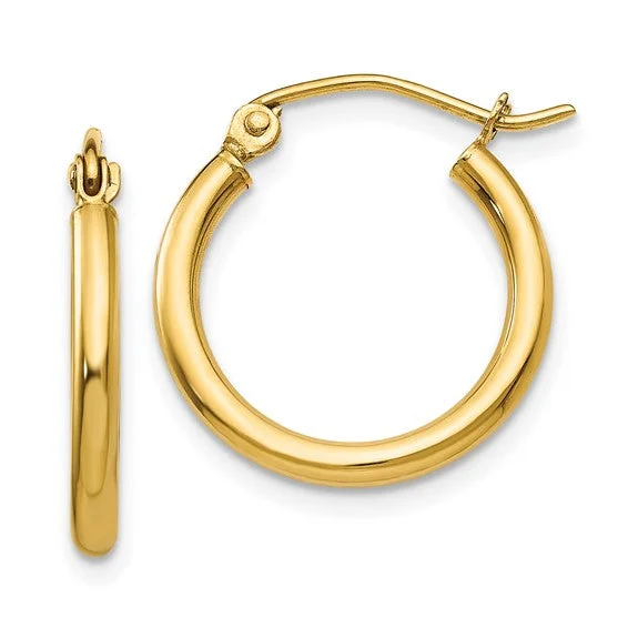 Floral Drop Earrings with Petals -Tube Hoop Earrings - 14kt Yellow Gold