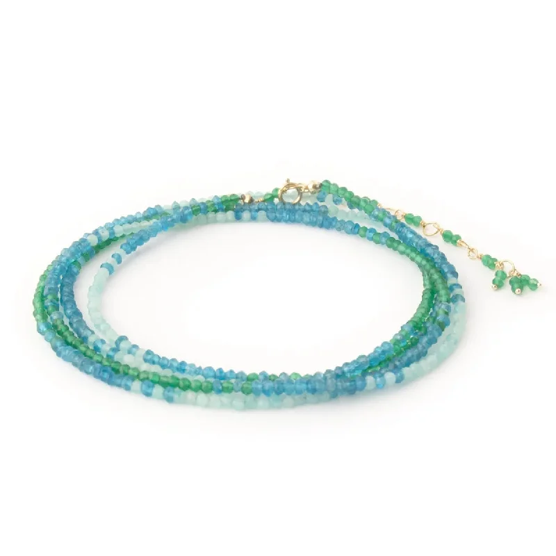 Bracelets with open cuff for easy wear -ANNE SPORTUN 34-INCH GREEN ONYX APATITE AND AMAZONITE BEAD OMBRE WRAP BRACELET