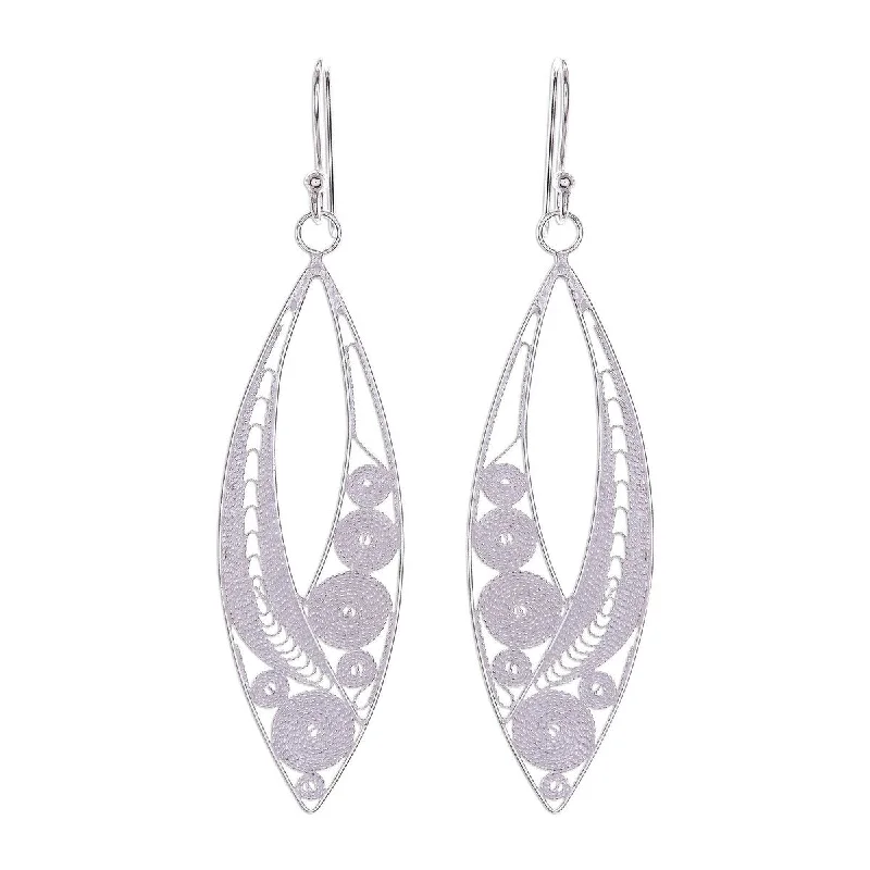 Drop Earrings for Yoga Session -NOVICA Virtuosity, Sterling silver filigree dangle earrings - 2.4*0.7