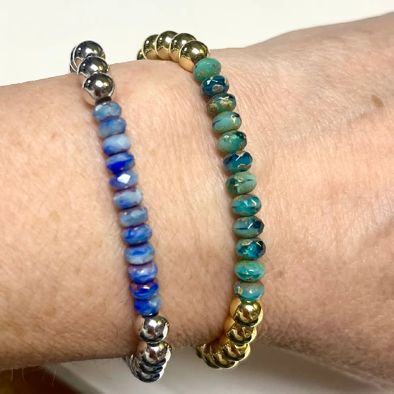 Bangles with herkimer diamonds for raw clarity -Colorful Harper Luxe Beaded Bracelets