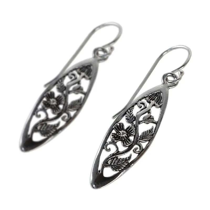 Rhinestone Drop Earrings for Sparkle -NOVICA Sterling Silver Spring Daisy Handmade Dangle Earrings (Thailand) - 1.9*0.4