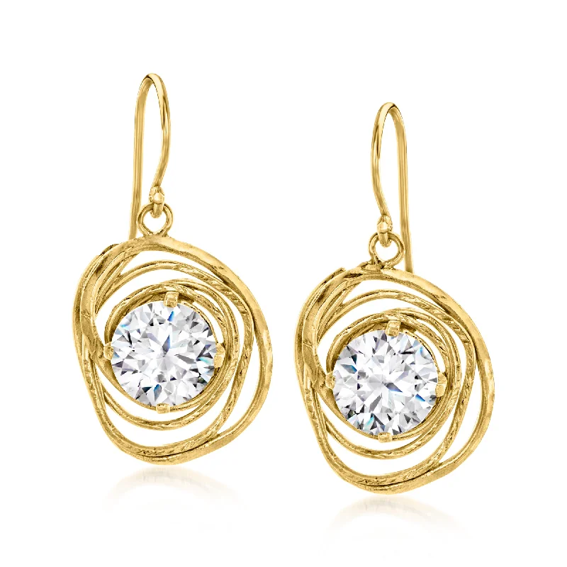 Indian Drop Earrings with Intricacy -Ross-Simons CZ Drop Earrings in 18kt Gold Over Sterling