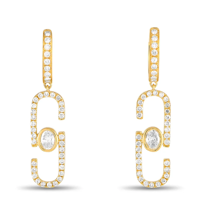 Drop Earrings for School Uniform -LB Exclusive 18K Yellow Gold 1.40ct Diamond Earrings AER-19752-Y