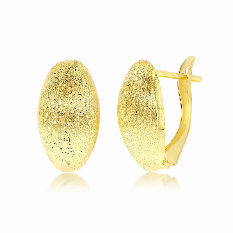 Drop Earrings for Anniversary -Brushed Finish Tapered Half Hoop Earrings - 14kt Yellow Gold