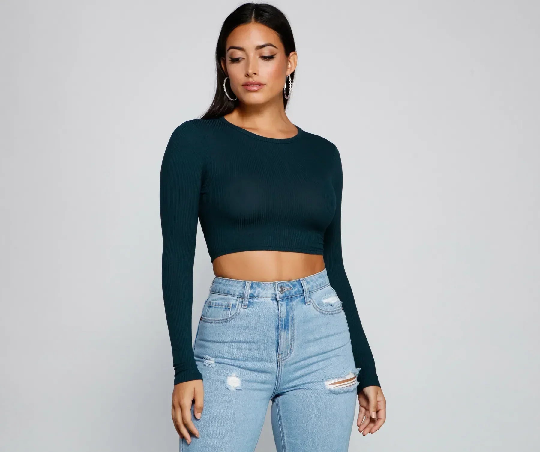 Layered ruffle crop top for women with feminine frills and chic design-Go With It Ribbed Knit Crop Top