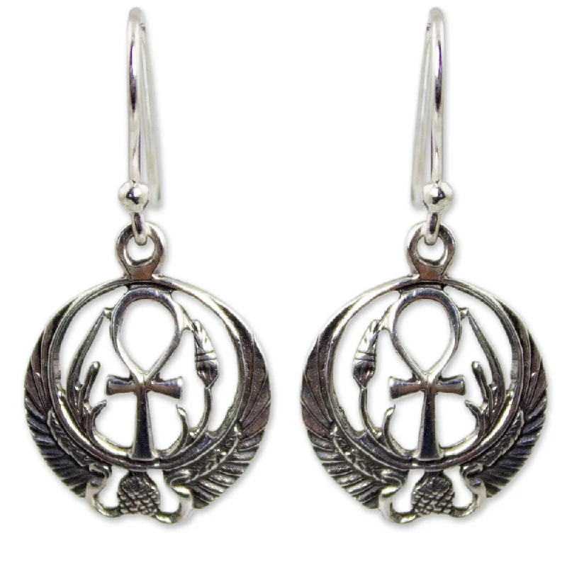 Drop Earrings for Fitness Activities -NOVICA Handmade Sterling Silver 'Eternity's Key' Earrings (Thailand)