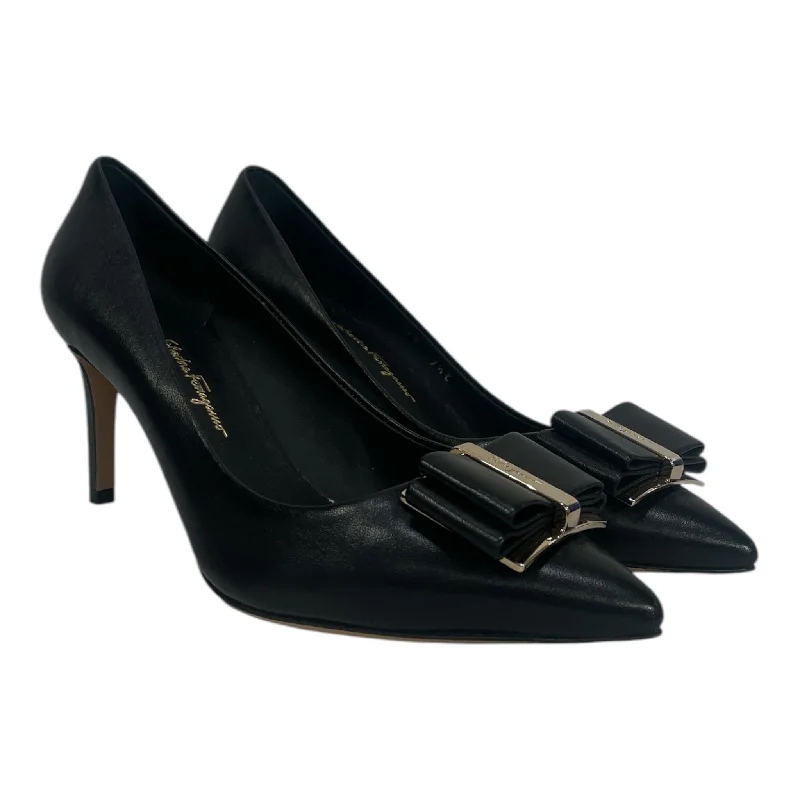 Stylish sandals for women with metallic accents and sleek, minimalist style-Salvatore Ferragamo/Heels/US 7.5/BLK/