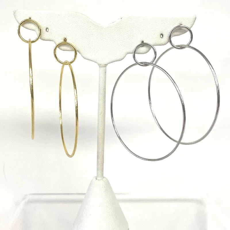 Drop Earrings for School Uniform -Posted Double Hoop Earrings