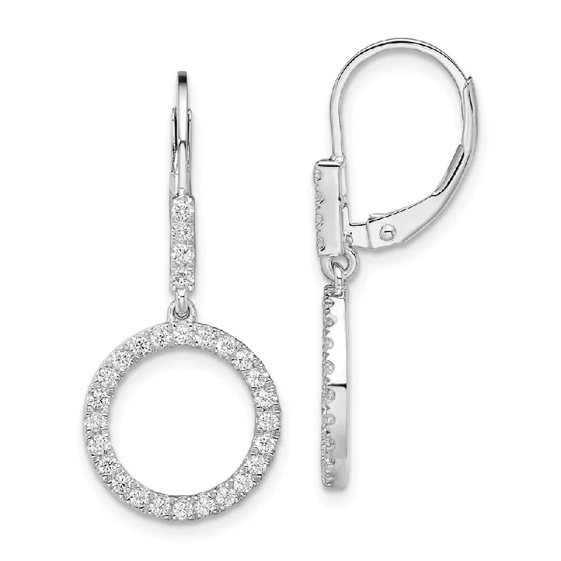 Lead Free Drop Earrings for Health -14K White Gold 0.55 ct Lab Grown Diamond Circle Dangle Leverback Dangle Earrings VS Clarity, G-H Color