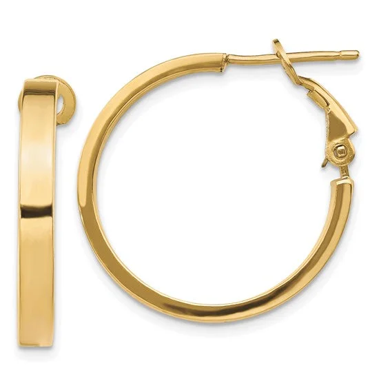 Drop Earrings for Birthday Celebration -Square Tube Round Hoop Earrings - 14kt Yellow Gold