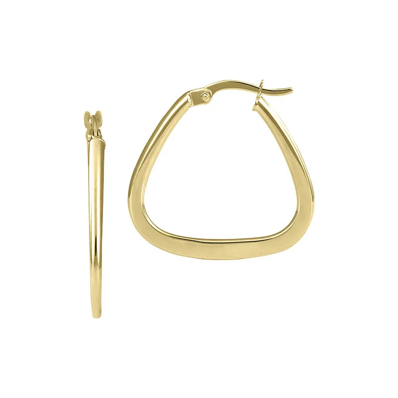 Oval Drop Earrings for Grace -Triangle Design Hoop Earrings - 14kt Yellow Gold