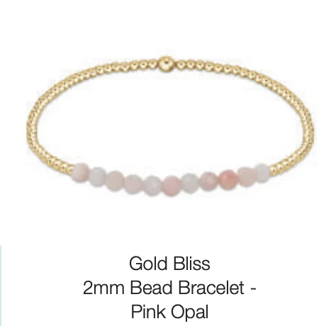 Bracelets with starburst topaz for radiant beauty -gold bliss 2mm bead bracelet - pink opal by enewton