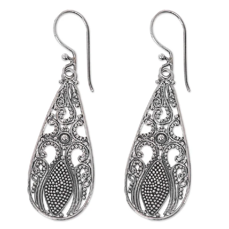 Contemporary Drop Earrings for Fashion -Handmade Sterling Silver Dangle Earrings, 'Silver Swing' (Indonesia) - 2.1*0.6