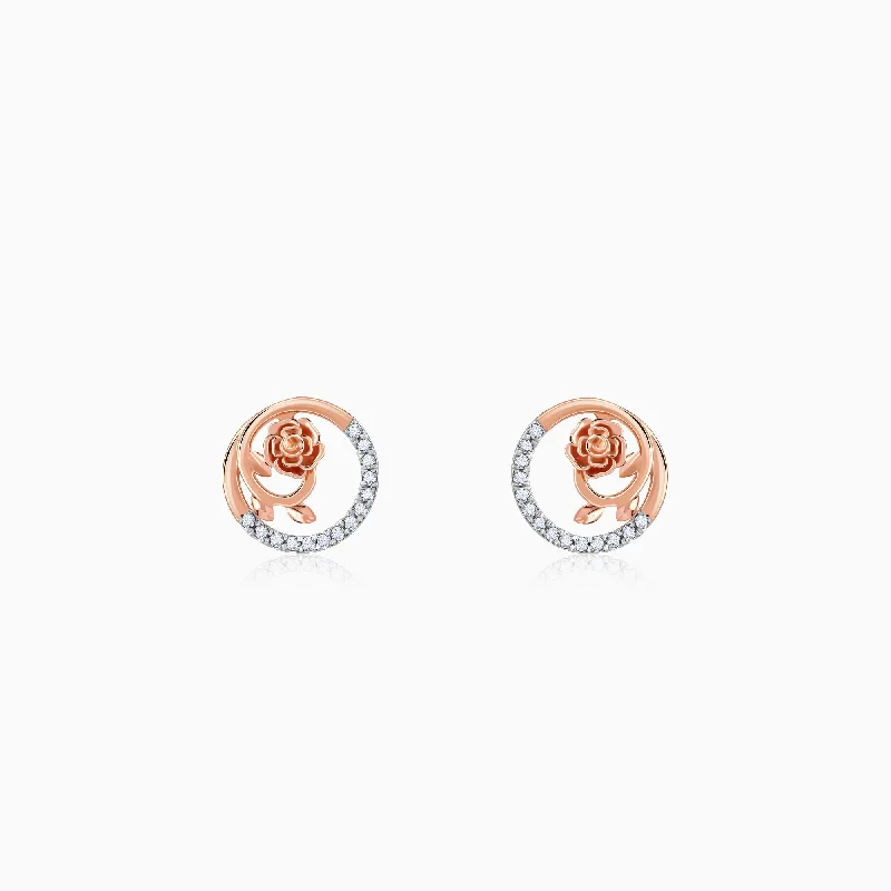 Drop Earrings with Etched Designs -Rose Gold Blissful Shine Diamond Earrings