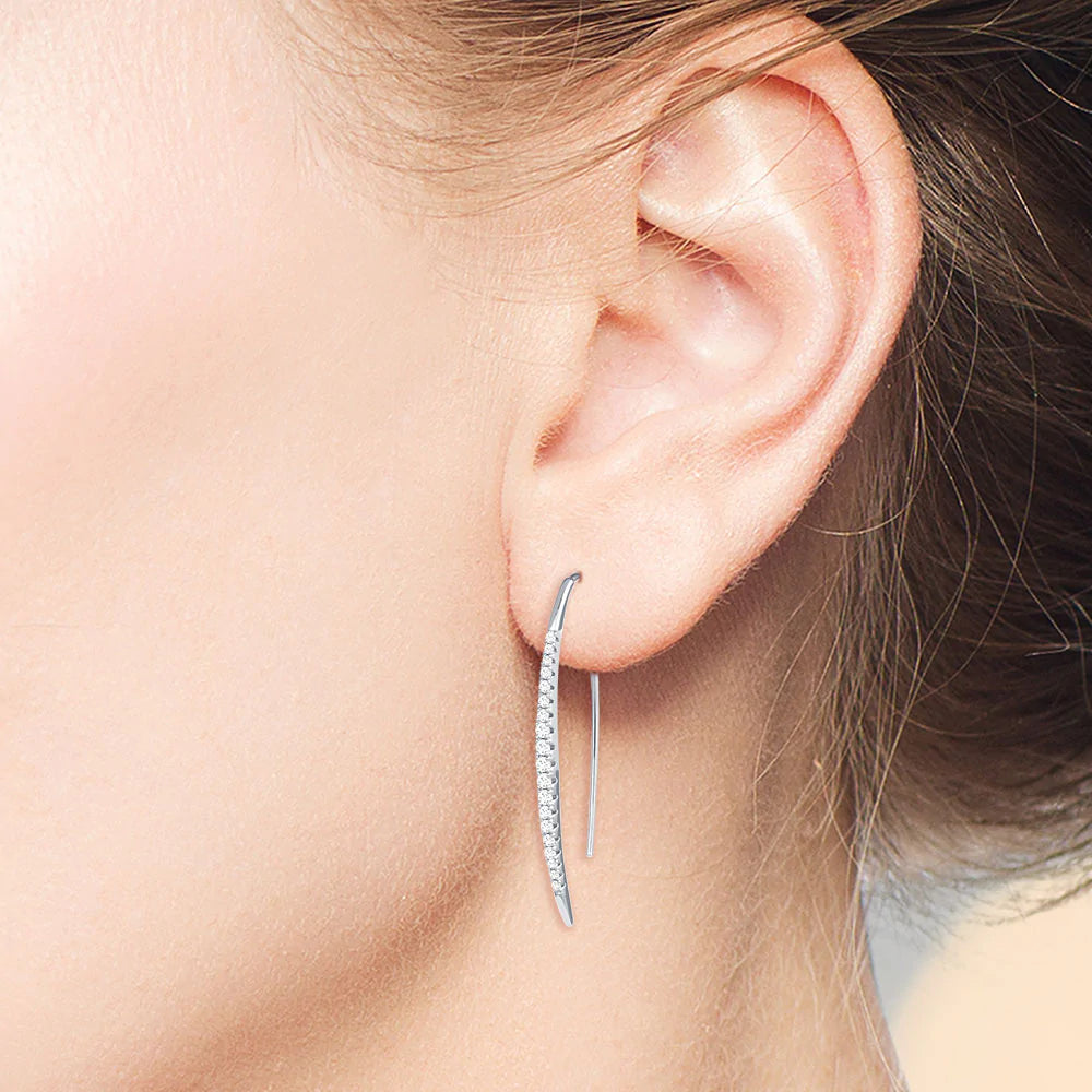 Retro Drop Earrings for Nostalgia -Illusions Pave Linear Drop Earrings